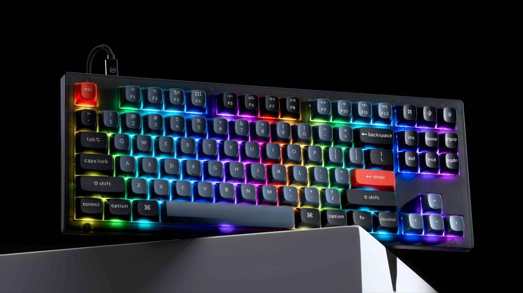 KEYBOARD MECHANICAL KEYCHRON V3 TKL QMK/VIA RGB Keychron K PRO Blue switch, Frosted Black (Translucent), w/knob, V3-C2