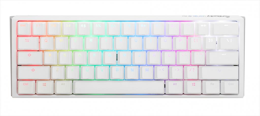 KEYBOARD MECHANICAL DUCKY ONE 3 MINI RGB 60% PBT Double-shot keycaps HOT-SWAPPABLE Cherry MX Blue, Pure White, DKON2161ST-CUSPDPWWWSC1