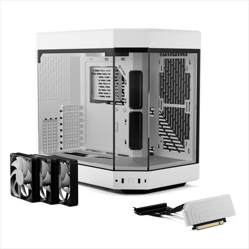 CASE HYTE Y60, x3 Tempered glass (panoramic), 3x 120mm fans, w/riser 4.0 cable, USB 3.2 Type C, White, CS-HYTE-Y60-WW