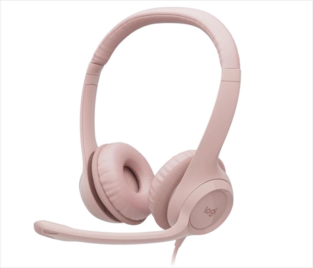 HEADPHONES LOGITECH H390 USB Rose w/Microphone 981-001281