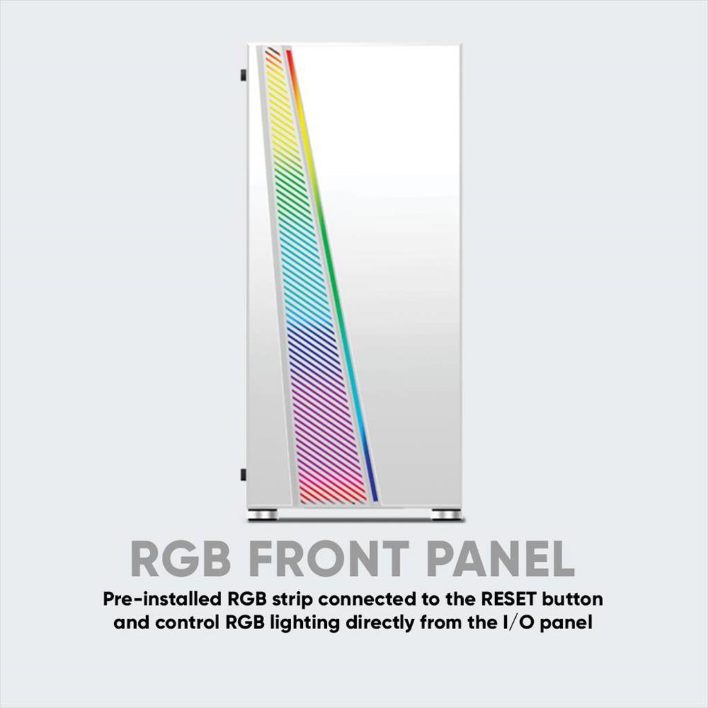 CASE ARMAGGEDDON ATX mid-Tower KAGAMI K2 WHITE w/WINDOW, RGB STRIPE, w/o OD DVD slot