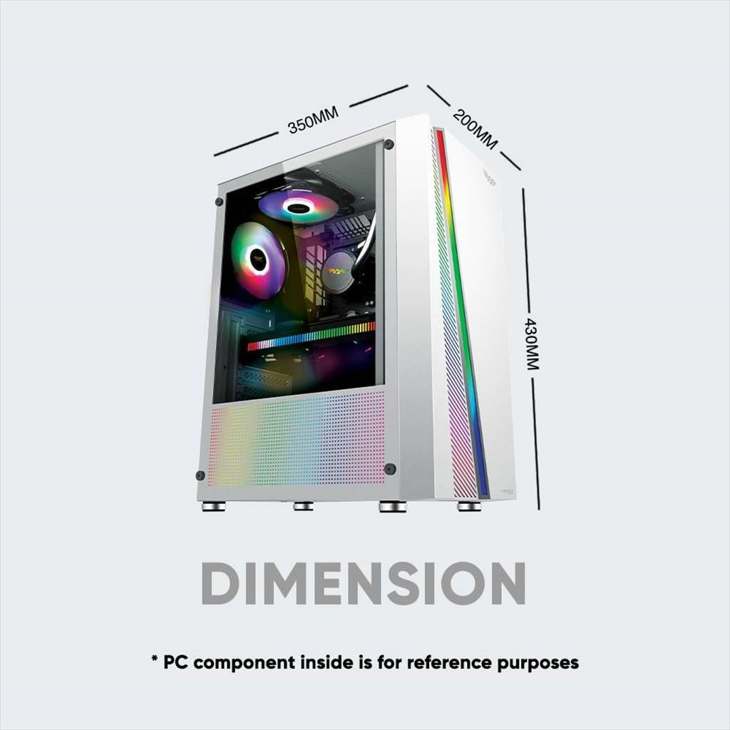 CASE ARMAGGEDDON ATX mid-Tower KAGAMI K2 WHITE w/WINDOW, RGB STRIPE, w/o OD DVD slot