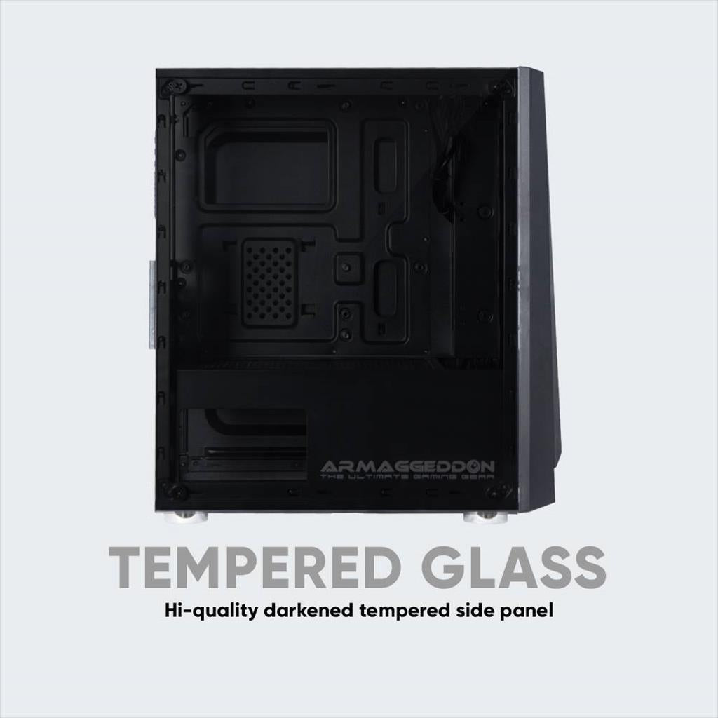 CASE ARMAGGEDDON microATX NIMITZ N5 AURORA BLACK, w/WINDOW, RGB FRONT PANEL, w/o OD DVD slot