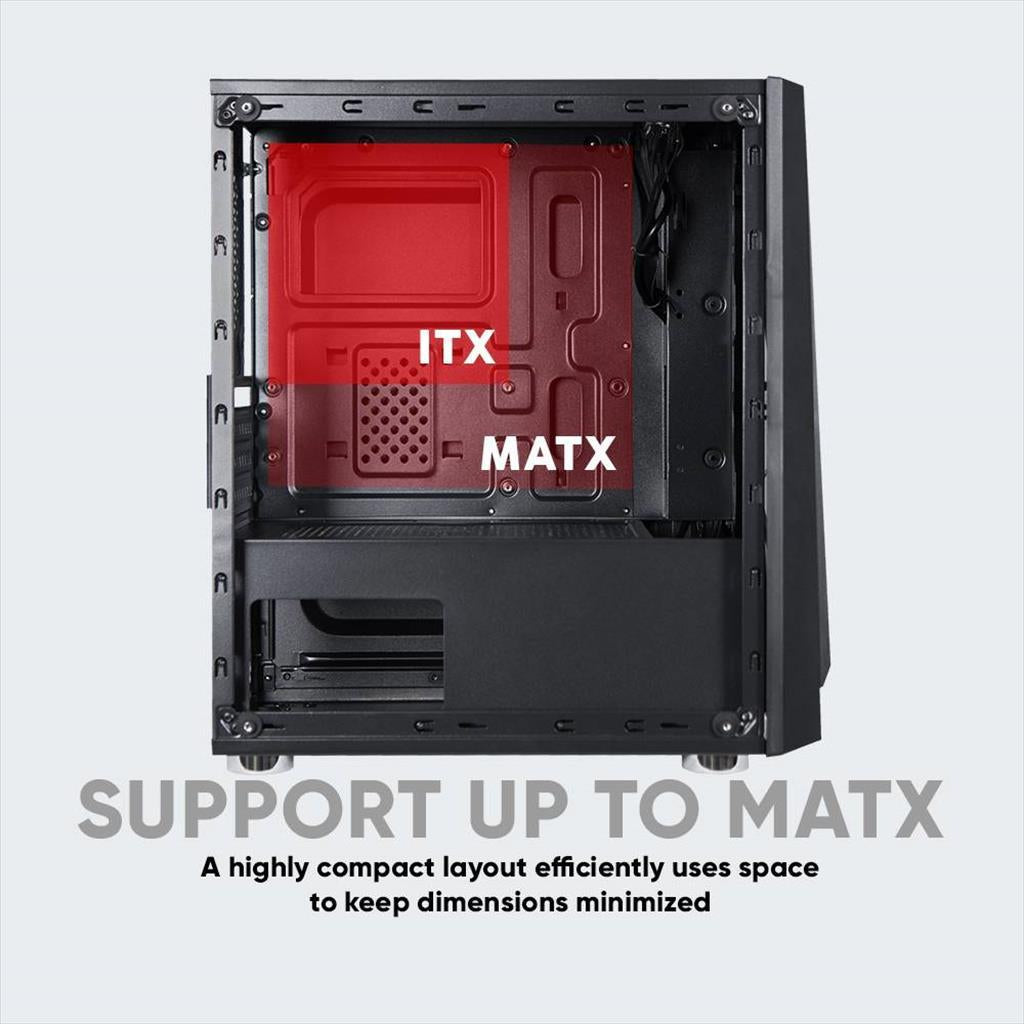 CASE ARMAGGEDDON microATX NIMITZ N5 AURORA BLACK, w/WINDOW, RGB FRONT PANEL, w/o OD DVD slot
