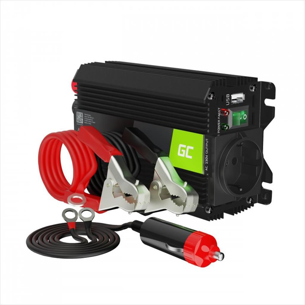 CAR POWER VOLTAGE CONVERTER GREEN CELL 12V>230V 300W/600W, w/USB ,INVGC01