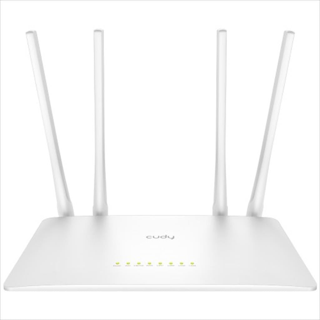 NET ROUTER WIRELESS DUAL BAND AC1200 CUDY WR1200, w/4 antennas, 1x WAN 10/100 port, 4x LAN 10/100 ports