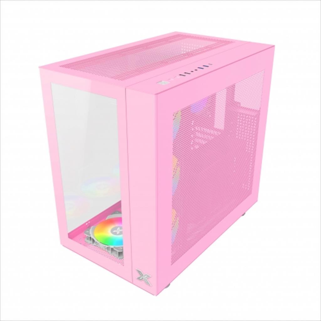 CASE XIGMATEK ATX mid-Tower AQUARIUS PRO QUEEN PINK w/2xTG, 7x 120mm X24A Arctic, ARGB Galaxy II Fan Control Kit, USB type C