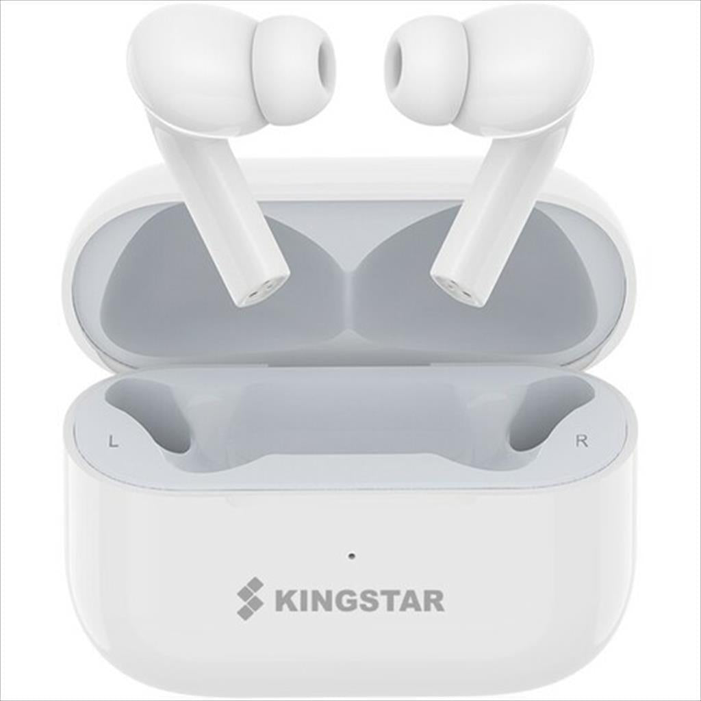 EARPHONES WIRELESS KINGSTAR TWS-K025, Bluetooth w/microphone, White