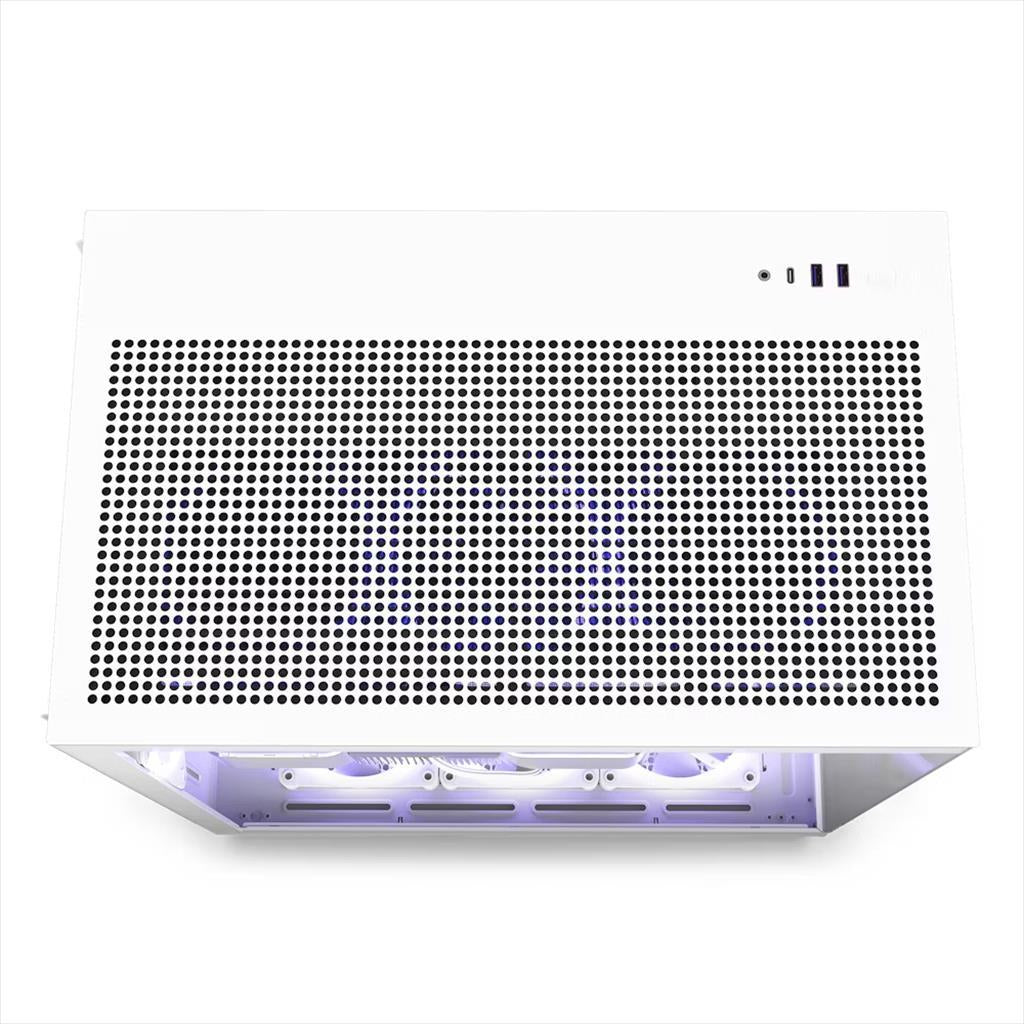 CASE NZXT ATX Mid-Tower H9 FLOW w/2xWINDOWS + Top MESH, 4x F120Q Quiet Airflow fan ,USB-C 3.2, 2xUSB-A 3.2, Matte White CM-H91FW-01