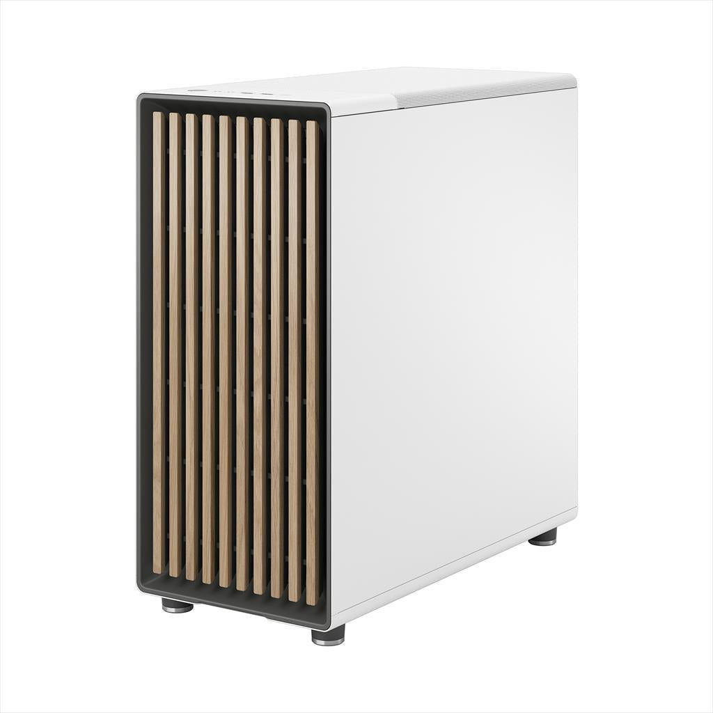CASE FRACTAL DESIGN ATX Mid-Tower NORTH, 2x140mm Aspect 4-pin PWM fans, w/WINDOW, Side Mesh+Front wood panel, Chalk White, FD-C-NOR1C-03