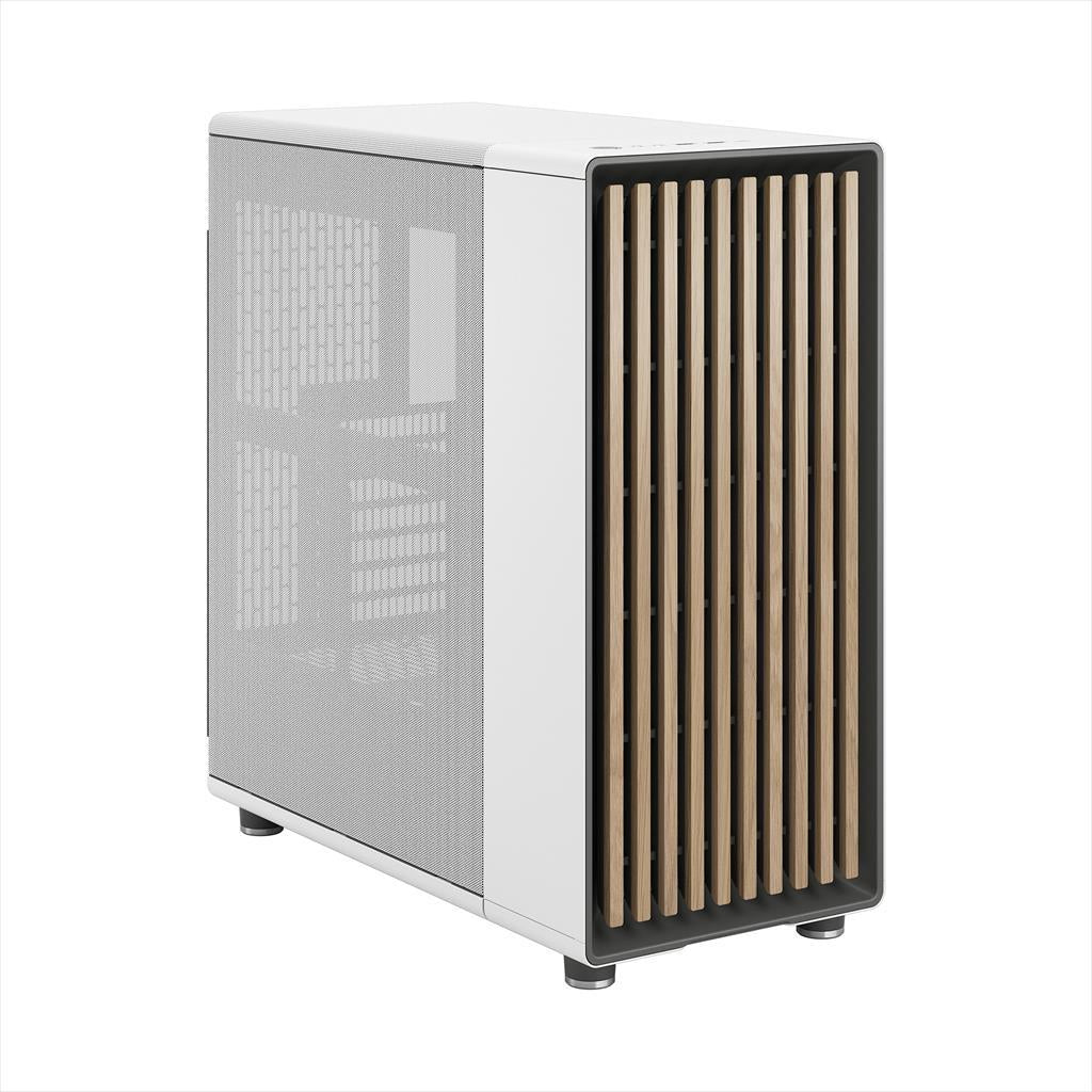 CASE FRACTAL DESIGN ATX Mid-Tower NORTH, 2x140mm Aspect 4-pin PWM fans, w/WINDOW, Side Mesh+Front wood panel, Chalk White, FD-C-NOR1C-03