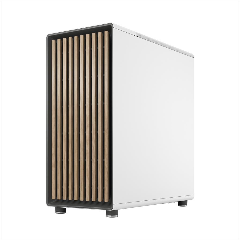 CASE FRACTAL DESIGN ATX Mid-Tower NORTH, 2x140mm Aspect 4-pin PWM fans, w/WINDOW, Side Mesh+Front wood panel, Chalk White, FD-C-NOR1C-03
