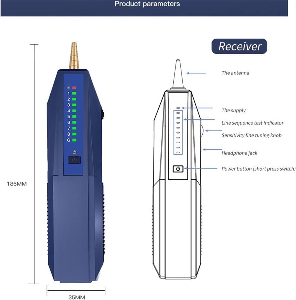 NET LAN WIRE TRACKER DIEWU TXJ006, 4P/8P RJ45/RJ11/Metal Wire, up to 300m