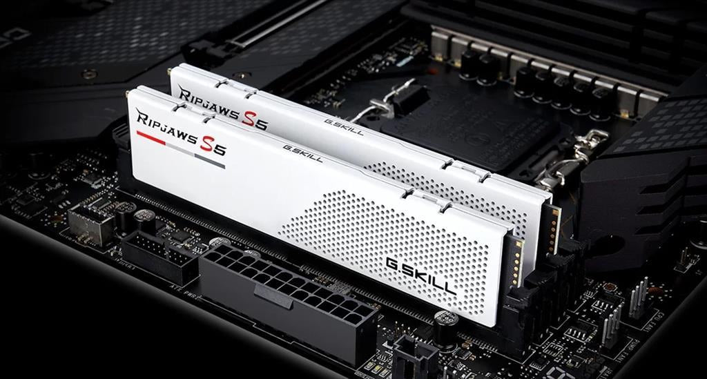 RAM DDR5 64GB(2x32GB) 6000MHz CL30 G.SKILL Ripjaws S5 Intel XMP White F5-6000J3040G32GX2-RS5W