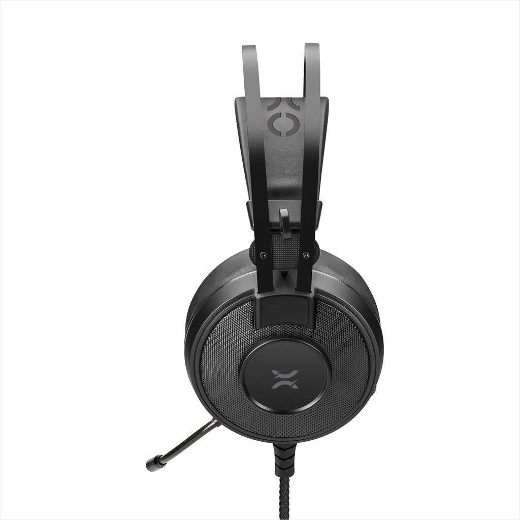 HEADPHONE NOXO CYCLONE GAMING HEADSET, FLEXIBLE MICROPHONE, 2 x 3.5 mm, USB (for illumination), RAINBOW ILLUMINATED EAR CUPS, BRAIDED CABLE