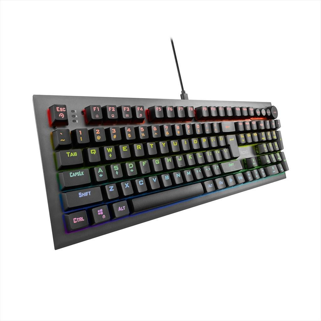 KEYBOARD MECHANICAL NOXO CONQUEROR, GAMING KEYBOARD TACTILE, USB, RAINBOW BACKLIGHT, MULTI-PURPOSE DIGITAL KNOBS, BACKLIGHT PRESETS