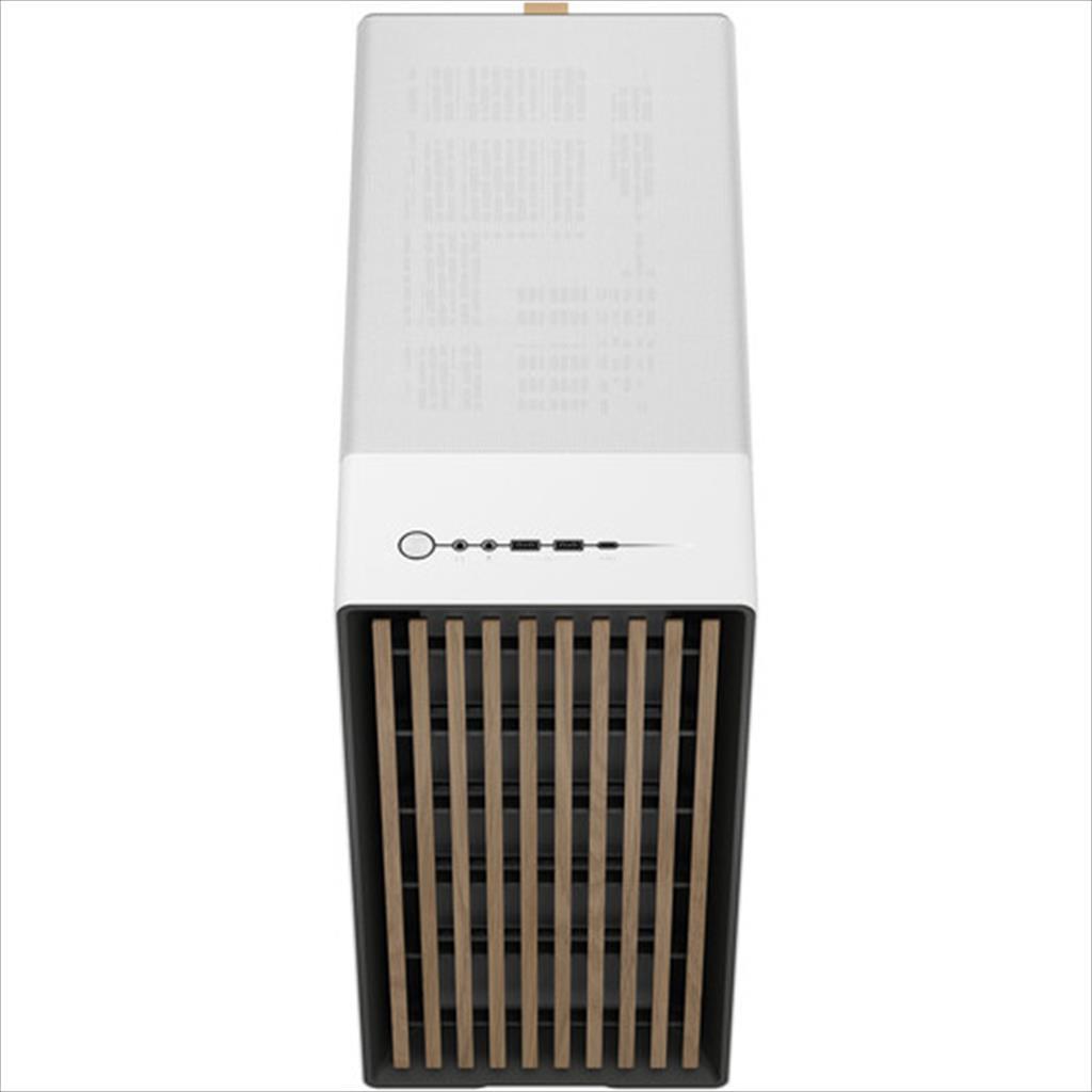 CASE FRACTAL DESIGN ATX Mid-Tower NORTH, 2x140mm Aspect 4-pin PWM fans, w/WINDOW Clear, Front wood panel, Chalk White, FD-C-NOR1C-04