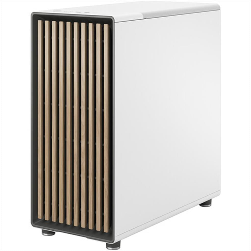 CASE FRACTAL DESIGN ATX Mid-Tower NORTH, 2x140mm Aspect 4-pin PWM fans, w/WINDOW Clear, Front wood panel, Chalk White, FD-C-NOR1C-04