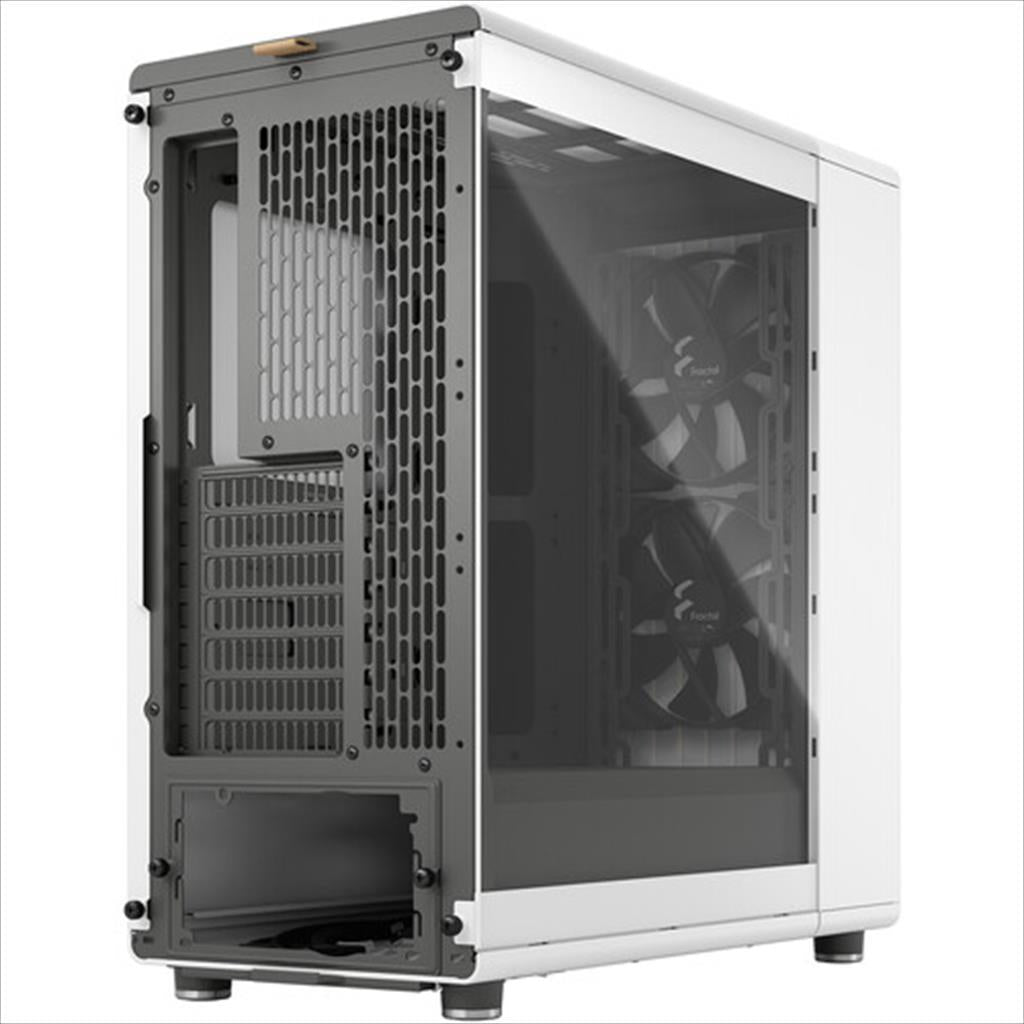 CASE FRACTAL DESIGN ATX Mid-Tower NORTH, 2x140mm Aspect 4-pin PWM fans, w/WINDOW Clear, Front wood panel, Chalk White, FD-C-NOR1C-04