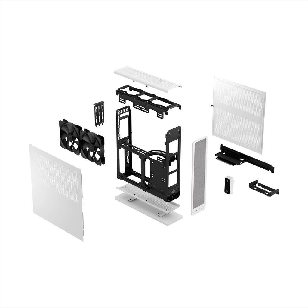 CASE FRACTAL DESIGN mini ITX RIDGE, 2x140mm Aspect 4-pin PWM fans, White, FD-C-RID1N-12