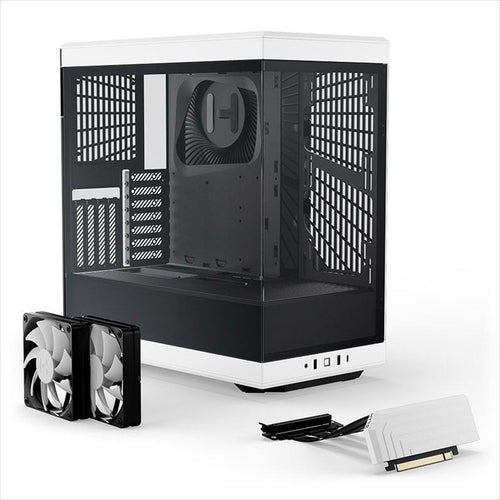 CASE HYTE ATX Mid-Tower Y40, x2 Tempered glass, 2x 120mm fans, w/riser 4.0 cable, Black/White, USB 3.2 Type C, GEHY-013