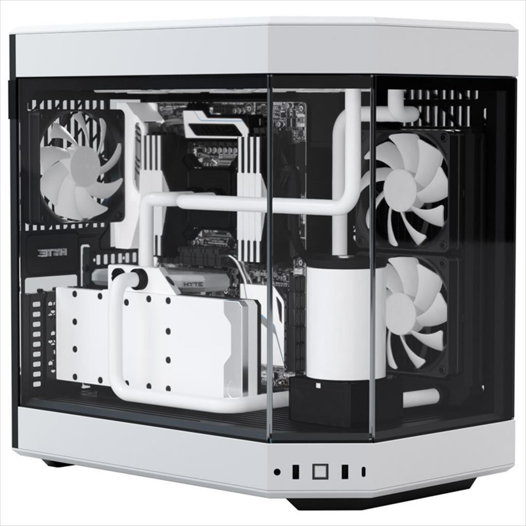 CASE HYTE E-ATX Mid-Tower Y60, x3 Tempered glass (panoramic), 3x 120mm fans, w/riser 4.0 cable, USB 3.2 Type C, Black/White, GEHY-007