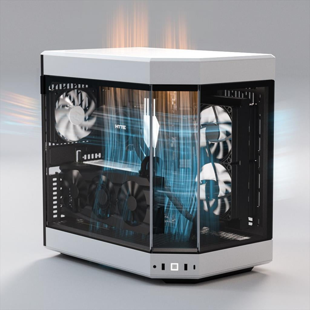 CASE HYTE E-ATX Mid-Tower Y60, x3 Tempered glass (panoramic), 3x 120mm fans, w/riser 4.0 cable, USB 3.2 Type C, Black/White, GEHY-007