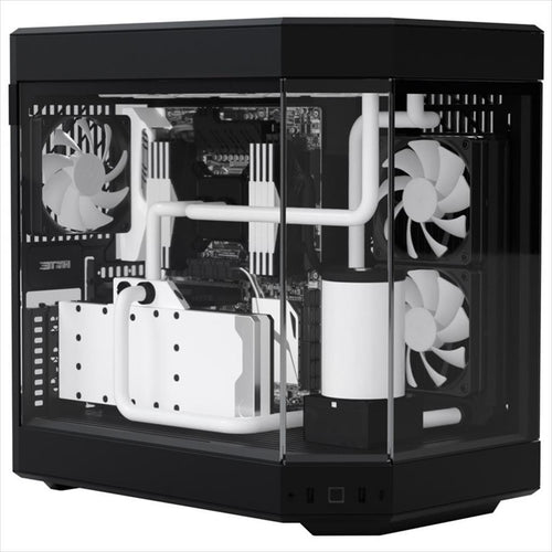 CASE HYTE E-ATX Mid-Tower Y60, x3 Tempered glass (panoramic), 3x 120mm fans, w/riser 4.0 cable, USB 3.2 Type-C, Black, GEHY-008