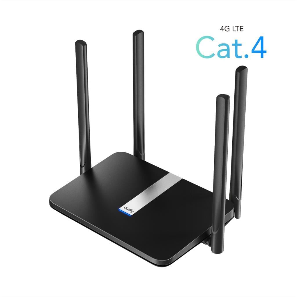 NET ROUTER WIRELESS DUAL BAND AC1200 4G LTE CUDY LT500 w/4 antennas, 1x WAN 10/100 port, 3x LAN 10/100 ports