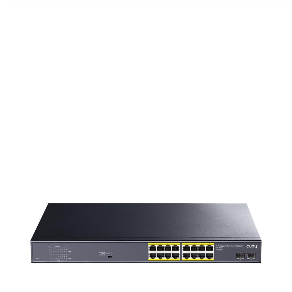 NET Switch CUDY 16-port Gigabit PoE+, 2 Gigabit SFP port, metal 19" GS1020PS2
