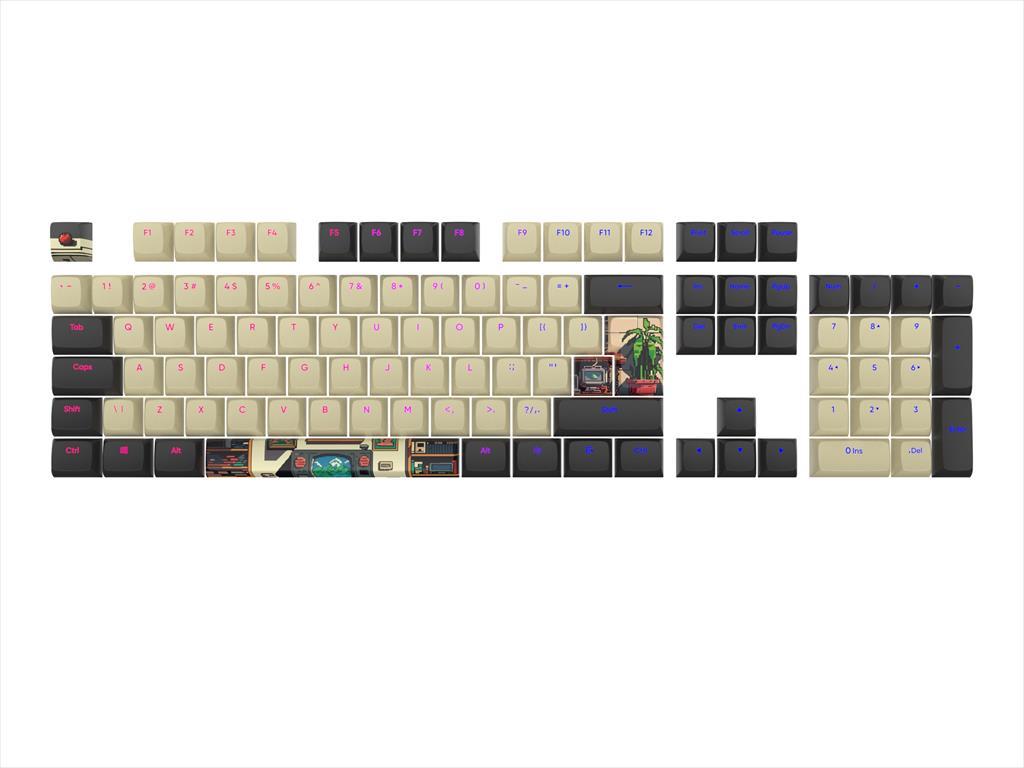 KEYBOARD MECHANICAL KEYCAPS DARK PROJECT ARCADE PBT ,(ANSI & ISO LAYUOT 177PCS), White/Black, KS-1080