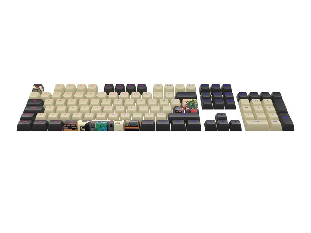 KEYBOARD MECHANICAL KEYCAPS DARK PROJECT ARCADE PBT ,(ANSI & ISO LAYUOT 177PCS), White/Black, KS-1080
