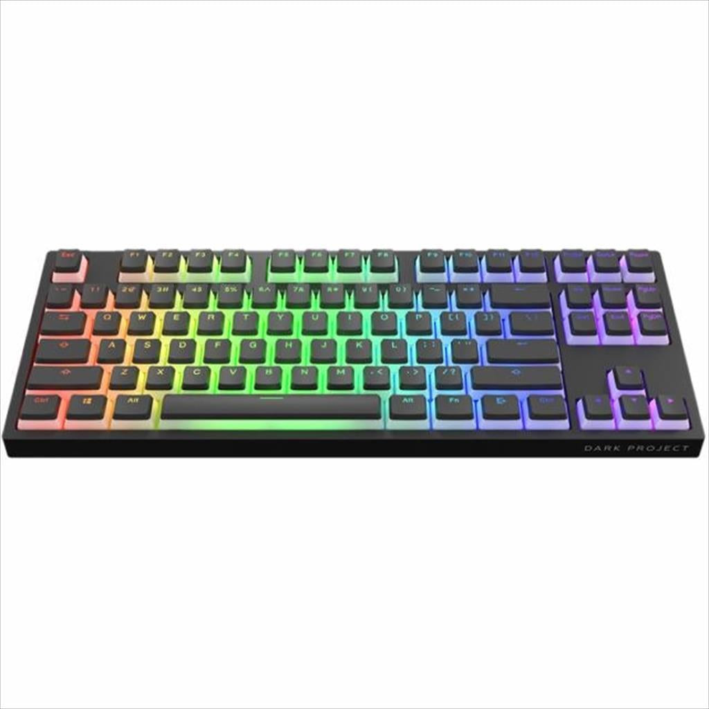 KEYBOARD MECHANICAL DARK PROJECT KD87A PUDDING BLACK TEAL TKL HS RGB linear switches Cap Teal, +3 switch ANSI layout