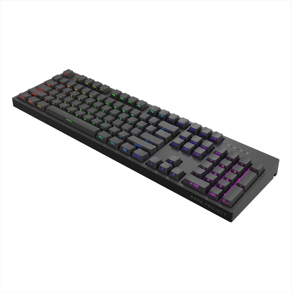 KEYBOARD MECHANICAL DARK PROJECT KD104A SIDE-PRINT BLACK FULL SIZE HS RGB Gateron Optical Red 2.0 switches, +4 switch ANSI layout