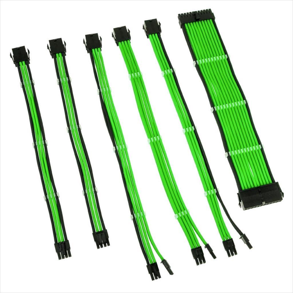 EXTENSION PSU KIT KOLINK ATX 24-pin, CPU 4+4-pin, PCI-E 8-pin x2, PCI-E 6+2-pin x3, w/cable clips GREEN/BLACK ZUAD-1278