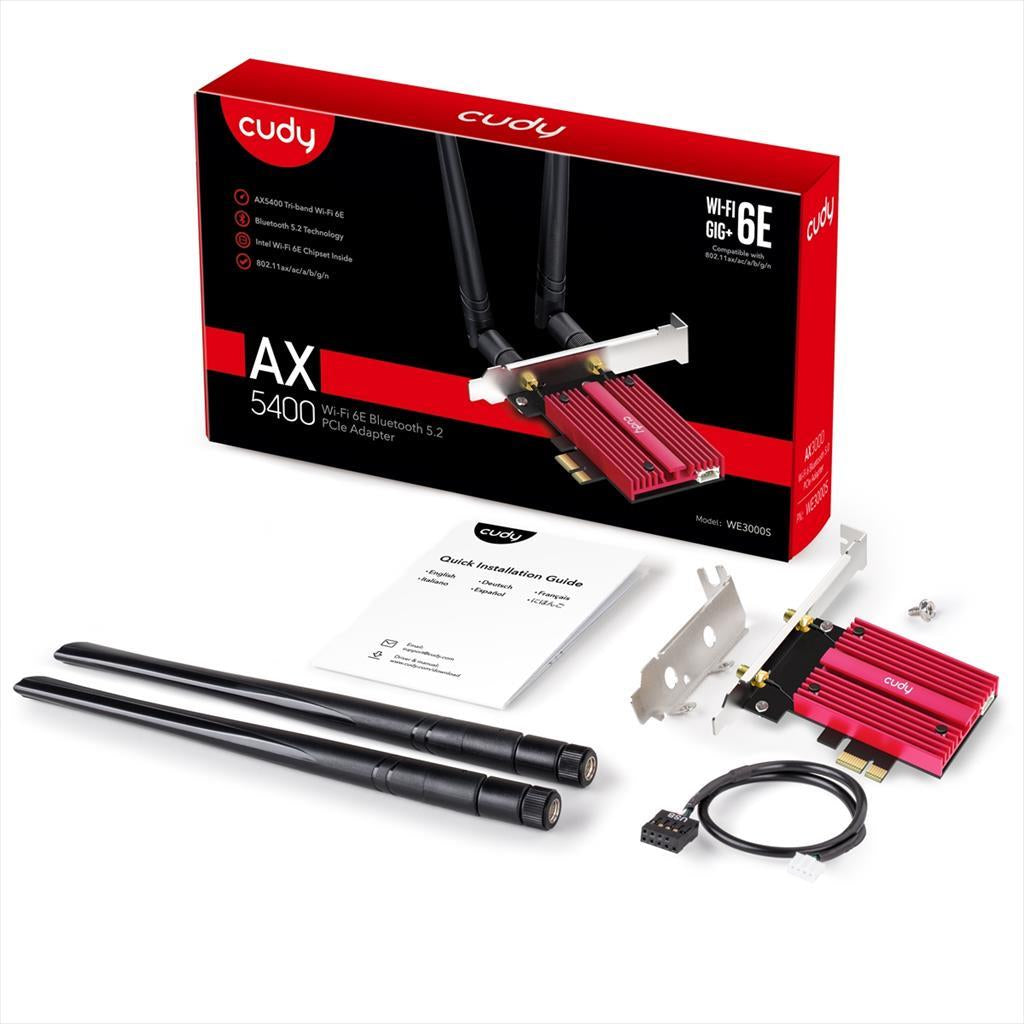 NET LAN WIRELESS PCI-E CUDY AX5400 Tri-Band WiFi 6/WiFi6E, BT 5.2, WE3000S