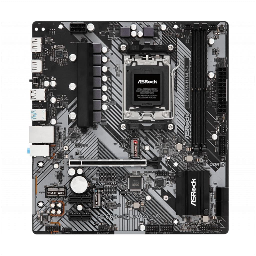MB AM5 B650M-H/M.2+ ASROCK 4xDDR5 6400+Mhz(O.C.), HDMI, DP, PCI-Ex16 4.0, 2xPCI-Ex1 4.0, M.2 Gen5, M.2 Gen4, 4xSATAIII, 90-MXBMS0-A0UAYZ