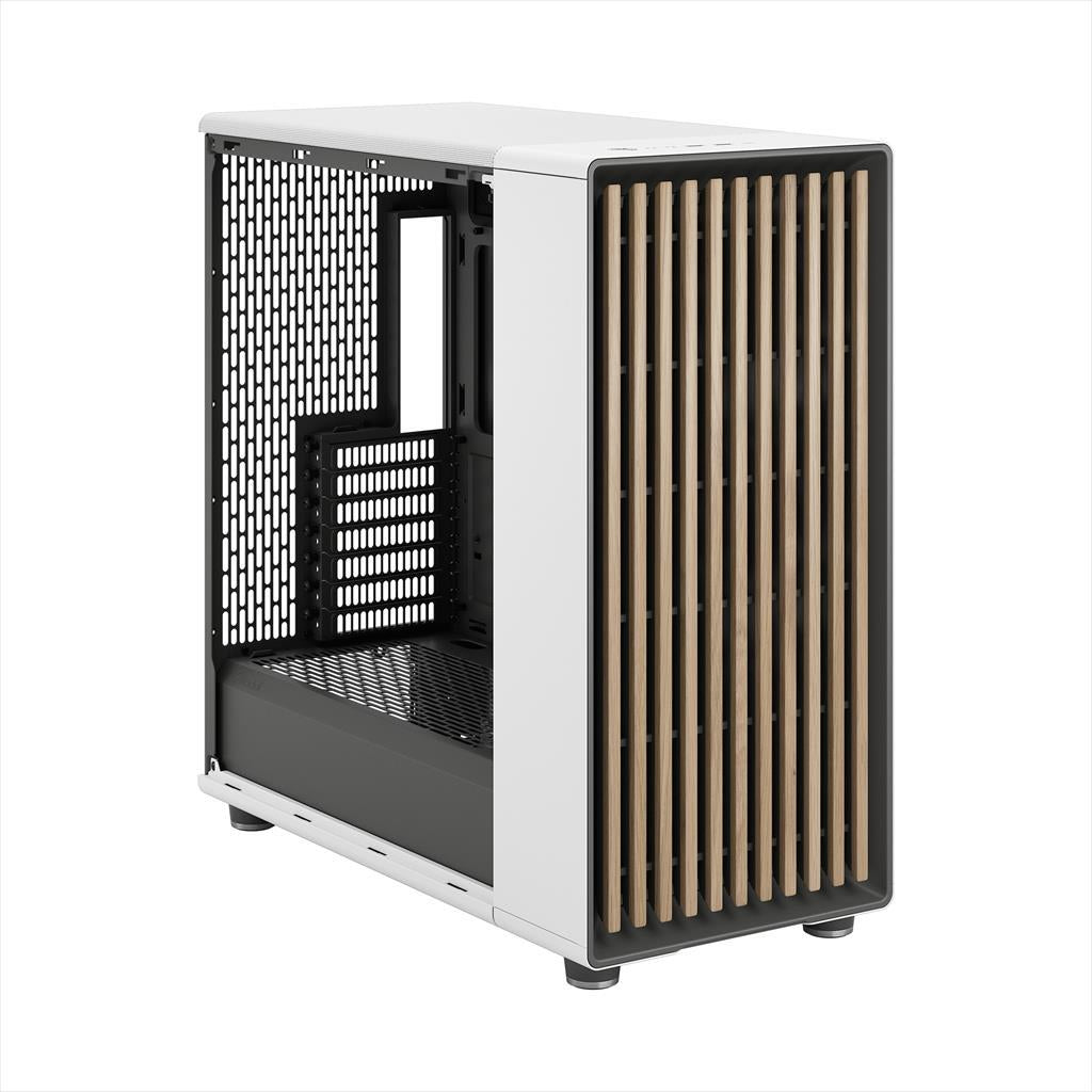 CASE FRACTAL DESIGN E-ATX Mid-Tower NORTH XL, 3x140mm Aspect 4-pin PWM fans, w/WINDOW, Front wood panel, Chalk White TG Clear, FD-C-NOR1X-04
