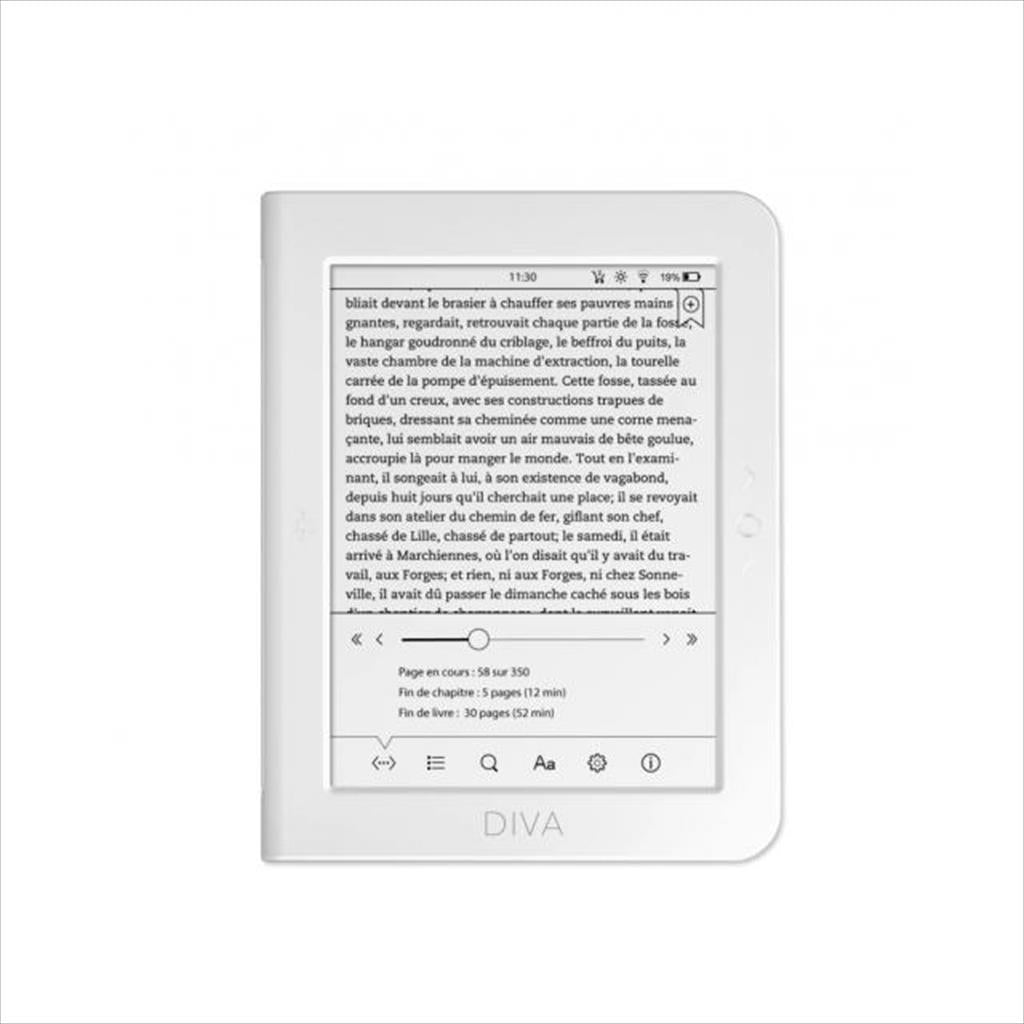 TABLET EBOOK READER BOOKEEN DIVA HD 6" 1440x1080,16GB, E-ink touchscreen, White