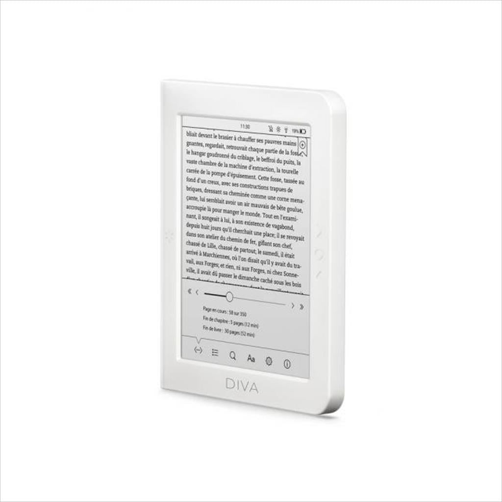TABLET EBOOK READER BOOKEEN DIVA HD 6" 1440x1080,16GB, E-ink touchscreen, White