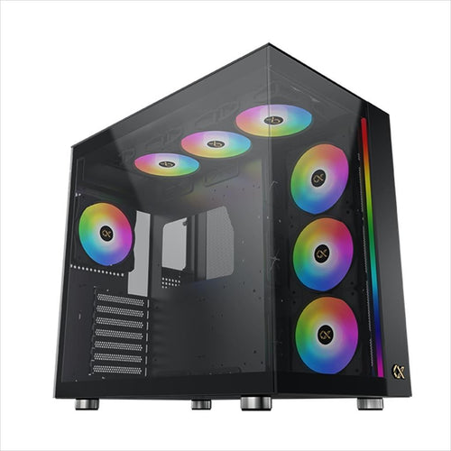CASE XIGMATEK ATX mid-Tower AQUA ULTRA AIR BLACK w/2xTG, Top Mesh,Front ARGB LED strip,7x120mm Z20A ARGB Galaxy II Fan Control Kit,USB type C, EN41907