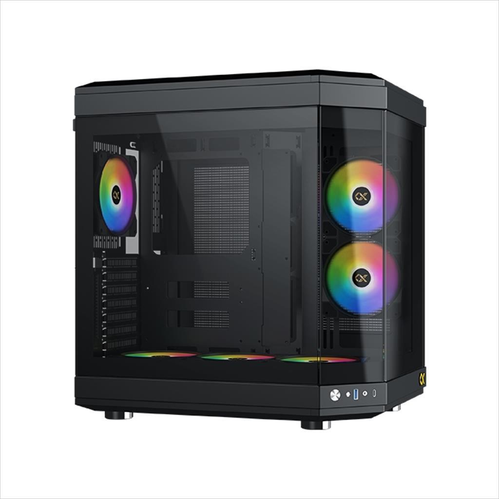 CASE XIGMATEK ATX mid-Tower CUBI BLACK w/3xTG, 6x120mm Z20A ARGB Galaxy II Fan Control Kit,USB type C, EN41938