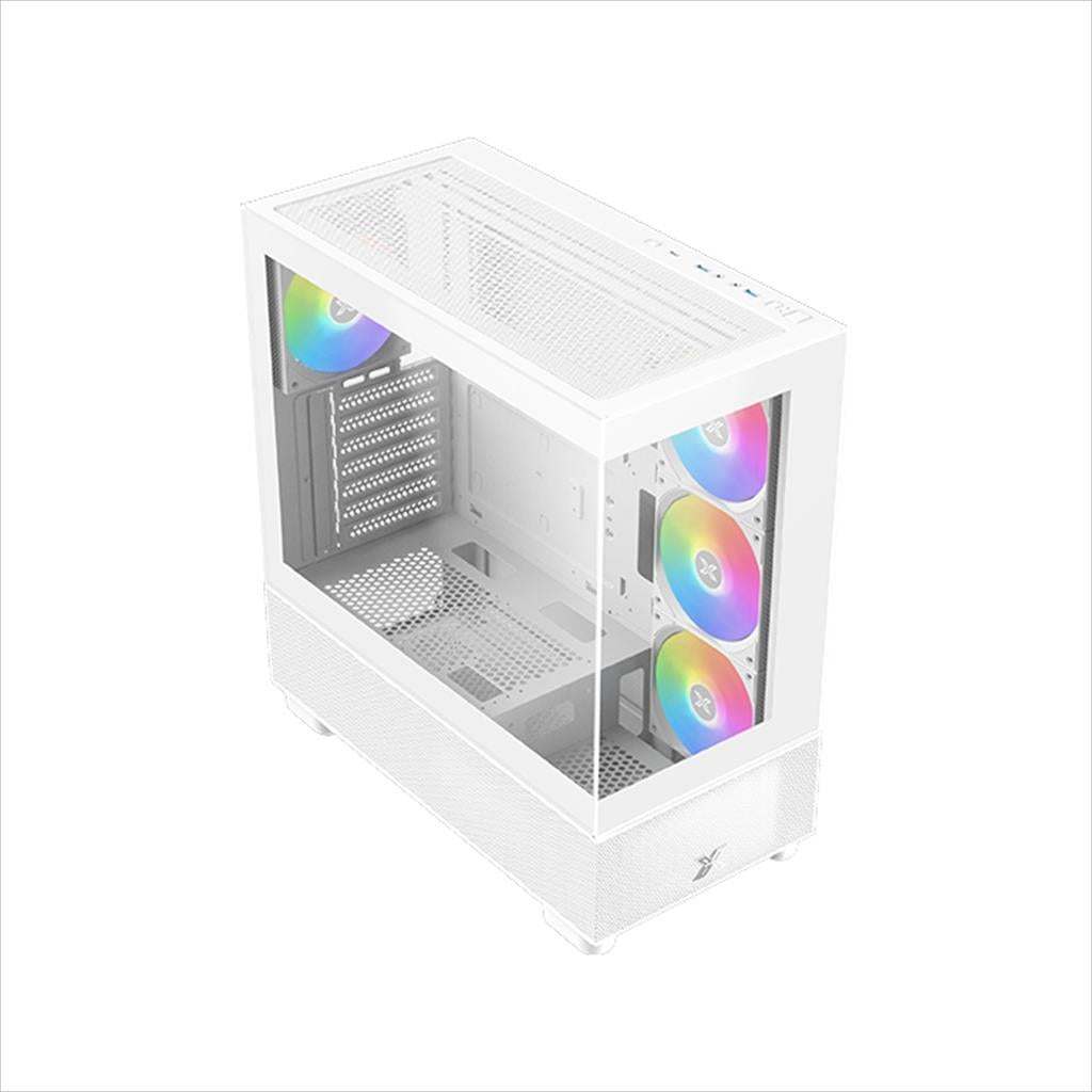 CASE XIGMATEK ATX mid-Tower ENDORPHIN AIR ARCTIC V2 WHITE w/2xTG, Mesh PSU shroud,4x120mm S20A Arctic ARGB Galaxy II Box & Remote, USB type C, EN41839