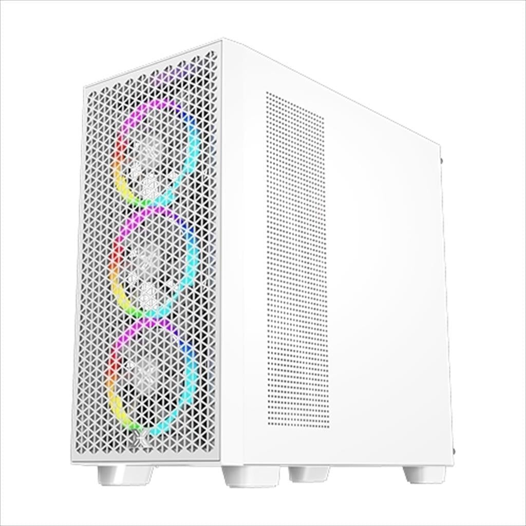 CASE XIGMATEK ATX mid-Tower GAMING G PRO ARCTIC WHITE w/Tempered glass and front Mesh, 4x120mm R20A  Arctic ARGB Galaxy II Box & Remote, EN42539