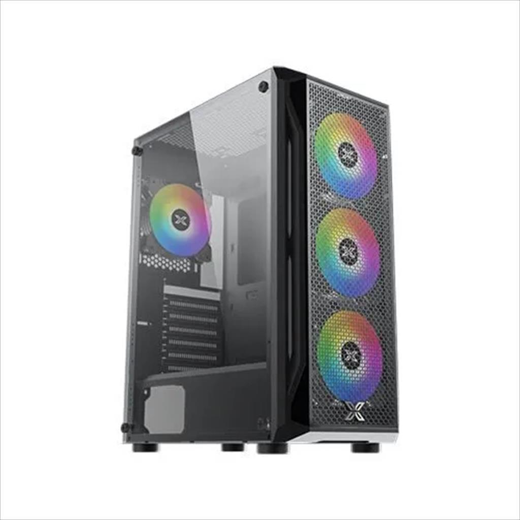 CASE XIGMATEK ATX mid-Tower GAMING X BLACK w/TG, metalic mesh FP, 4x120mm X24F FIXED RGB, EN46621