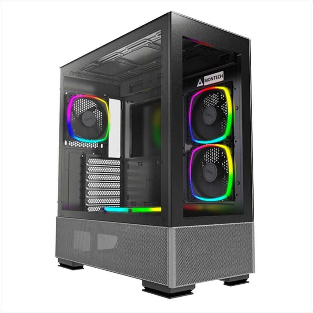 CASE MONTECH ATX SKY TWO ARGB w/ 2xTempered glass, 4x120mm ARGB PWM fans, Black