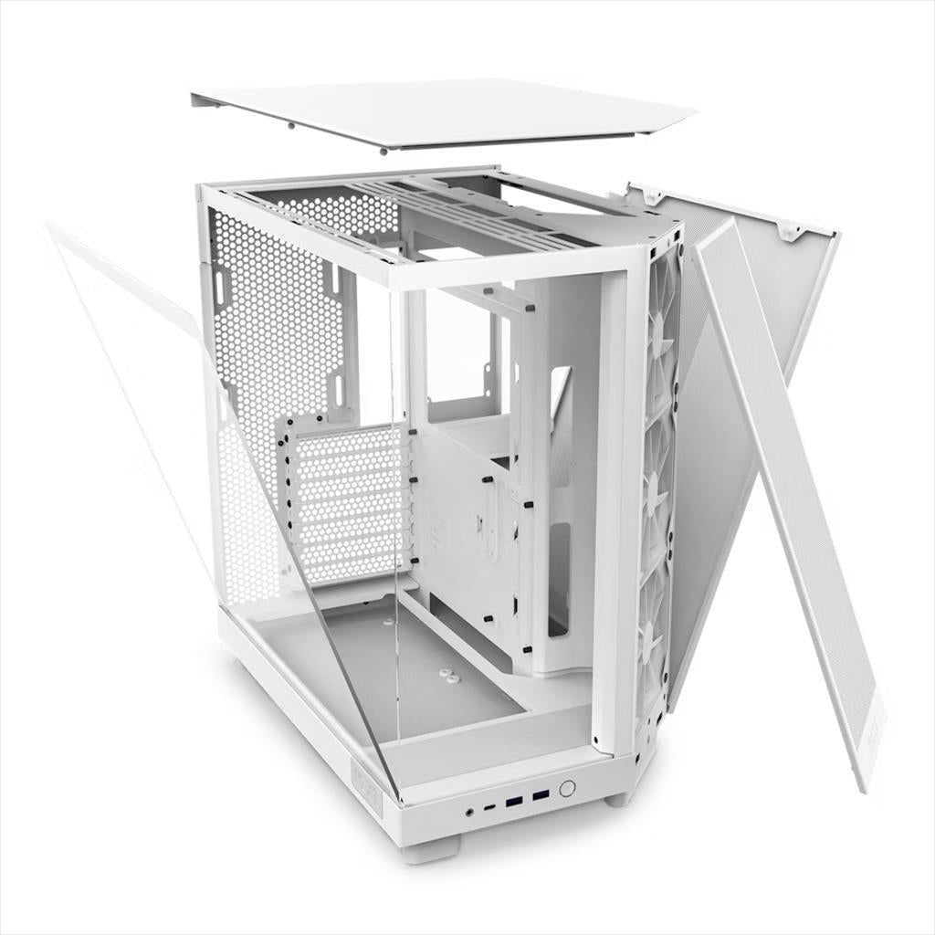 CASE NZXT ATX Mid-Tower H6 FLOW, Matte White w/750W C750 80+ Bronze, w/WINDOW + side & top MESH 3xF120Q Airflow 120mm fans