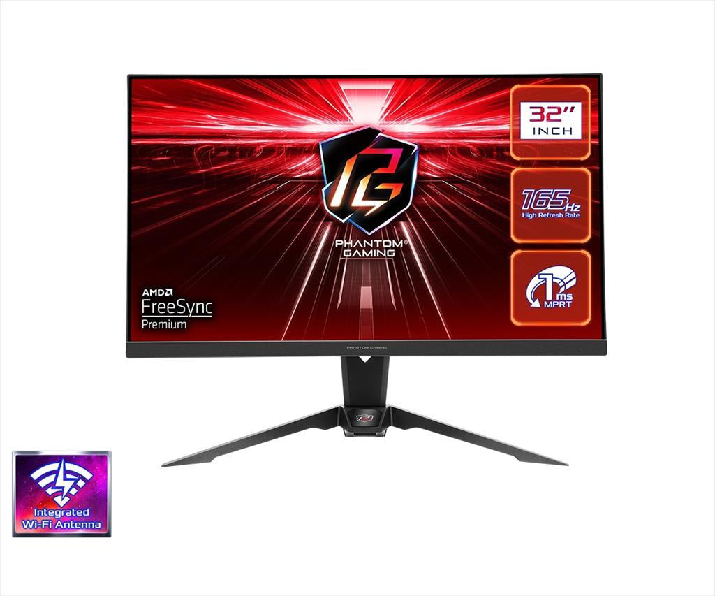 MONITOR 32" ASROCK PG32QF2B, QHD 2560 x 1440 at 165 Hz,VA , AMD FreeSync Premium, HDR, 1ms, 2xHDMI, 1x DP, WIFI antena, Swivel, Tilt, w/speakers