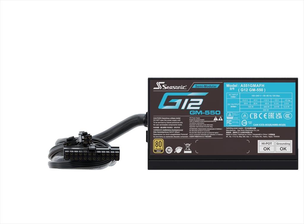 PSU 550W SEASONIC G12 GM-550 80+ GOLD , Semi-Modular, Black