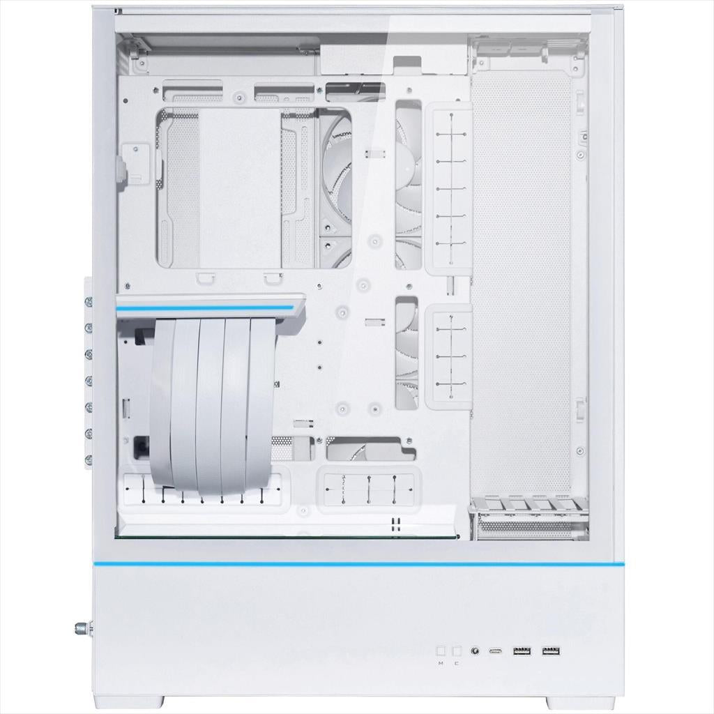 CASE LIAN LI ATX SUP01W WHITE, 3-side MESH, Small Tower w/ Tempered glass, dual ARGB STRIPS, PCIE 4.0 RISER, 3x 120mm PWM fans, USB 3.1 TYPE-C